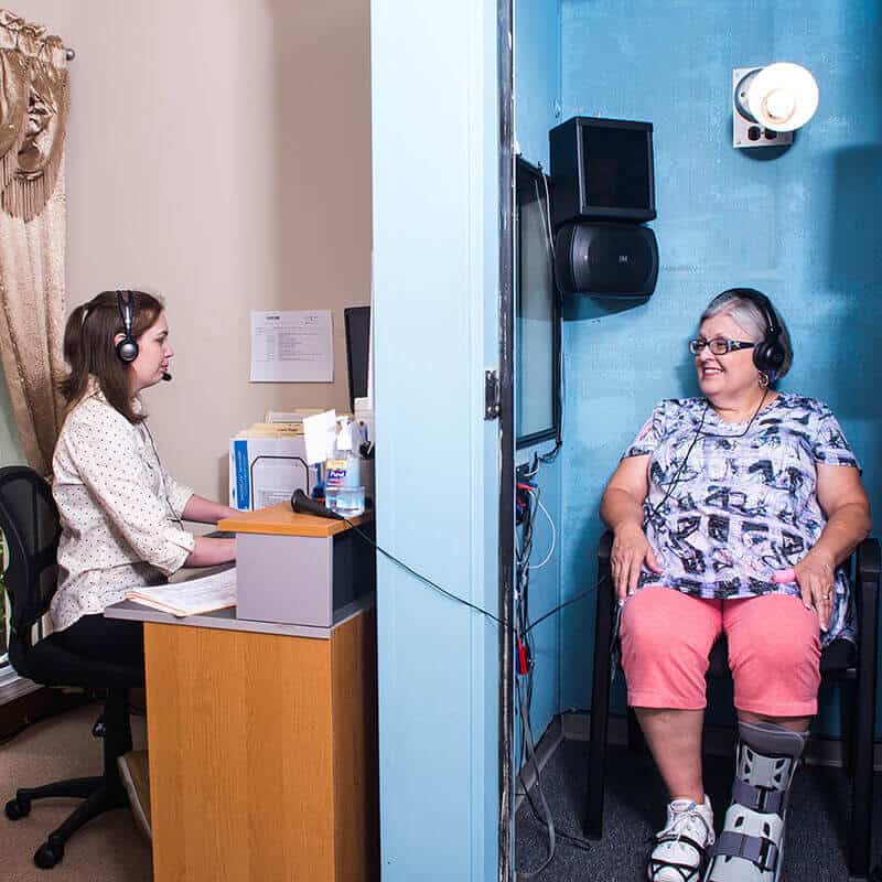 patient undergoing hearing test